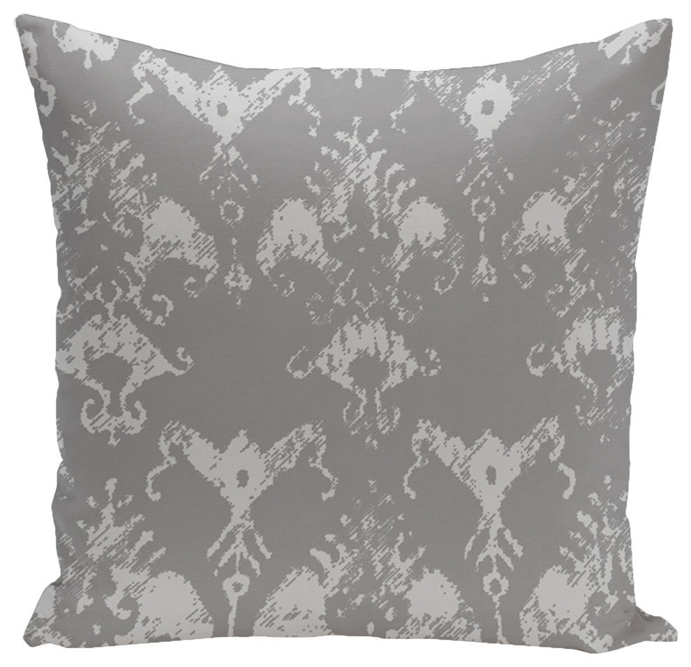 Floral Motifs Decorative Pillow, Classic Gray, 18"x18"