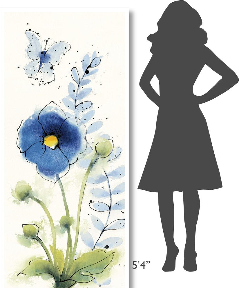"Independent Blooms Blue V" Digital Paper Print by Shirley Novak, 32"x77"