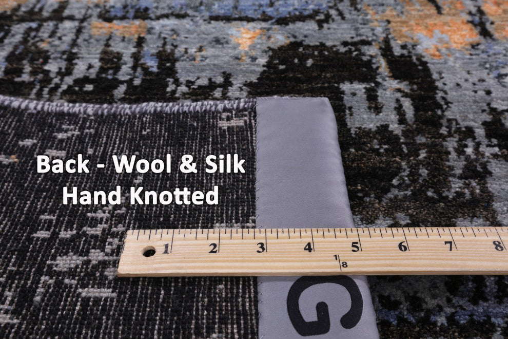 Handmade Abstract Wool and Silk Rug 7' 11" X 10' 2" Q8555