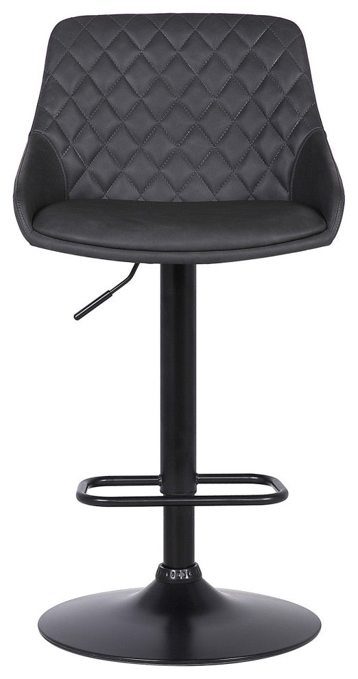 Benzara BM237248 Metal and Leatherette Bar Stool With Adjustable Height, Black