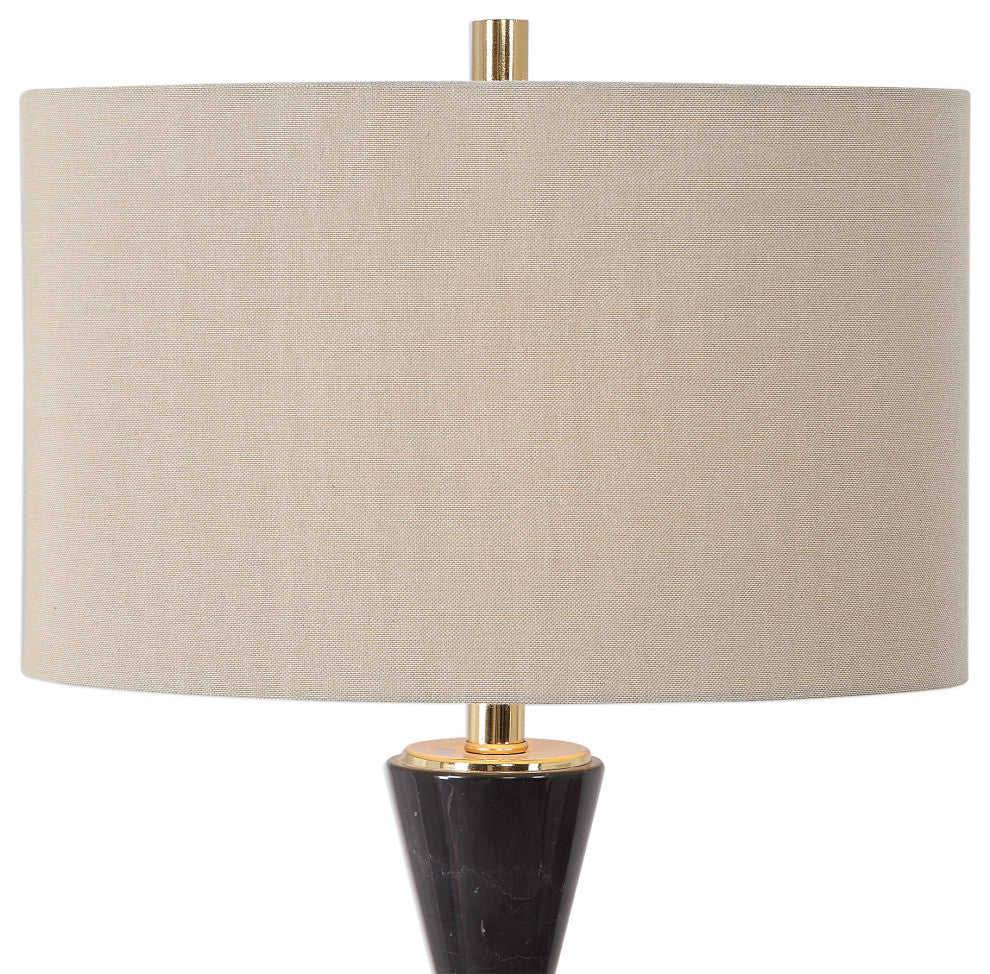 Uttermost Alastair Mid-Century Steel Marble & Fabric Table Lamp in Black