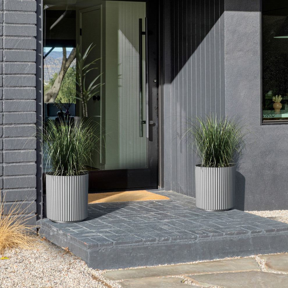 Veradek Demi Series Planter, Gray, 16", 2 Pack