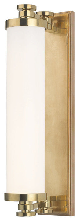 Sheridan, LED, 16" Bath And Vanity, Aged Brass Finish, Opal Shiny Glass Shade
