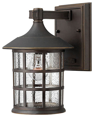 Freeport Small Outdoor Wall Sconce, Oil Rubbed Bronze With Clear Seedy Glass