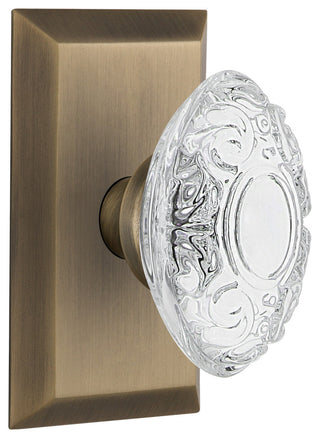Studio Plate Single Dummy Crystal Victorian Knob, Antique Brass, STUCVI