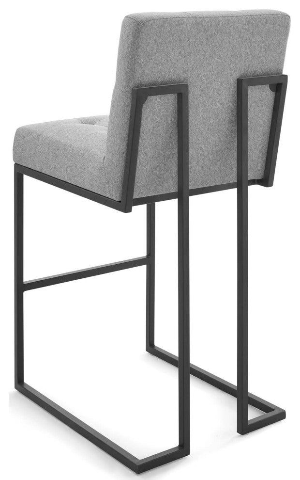 Bar Stool Chair Barstool, Set of 2, Fabric, Black Gray, Bar Pub Cafe Bistro