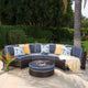 GDF Studio 5-Piece Riviera Ponza Patio Semicircular Sectional Cushions, Navy Blu