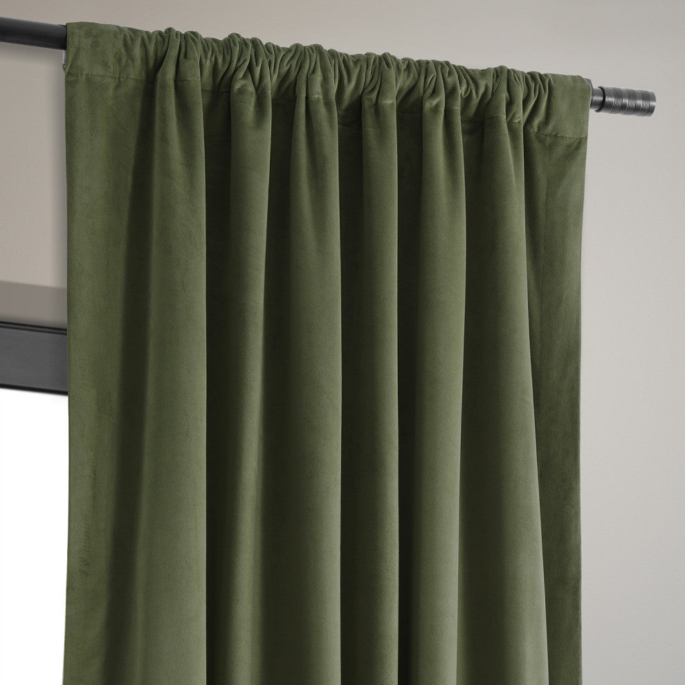 Signature Blackout Velvet Curtain Single Panel, Hunter Green, 50"x108"