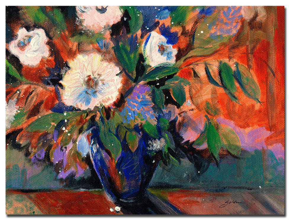 'Cobalt Bouquet' Canvas Art by Sheila Golden