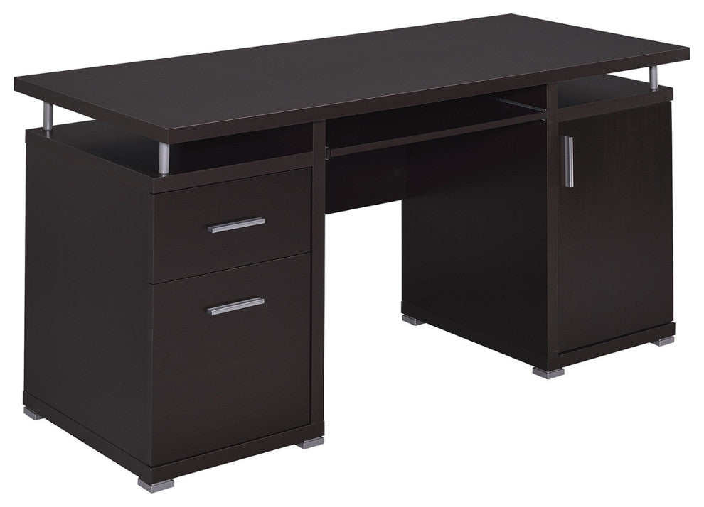 Computer Desk with 2 Drawers and Cabinet, Cappuccino