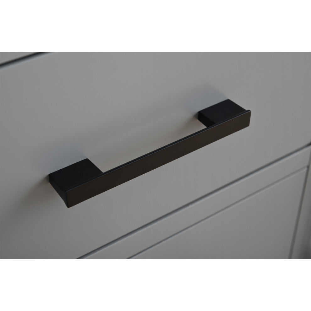 Vanity Art Bathroom Vanity With Sink, Cashmere Gray, 36", Single Sink, Matte Black