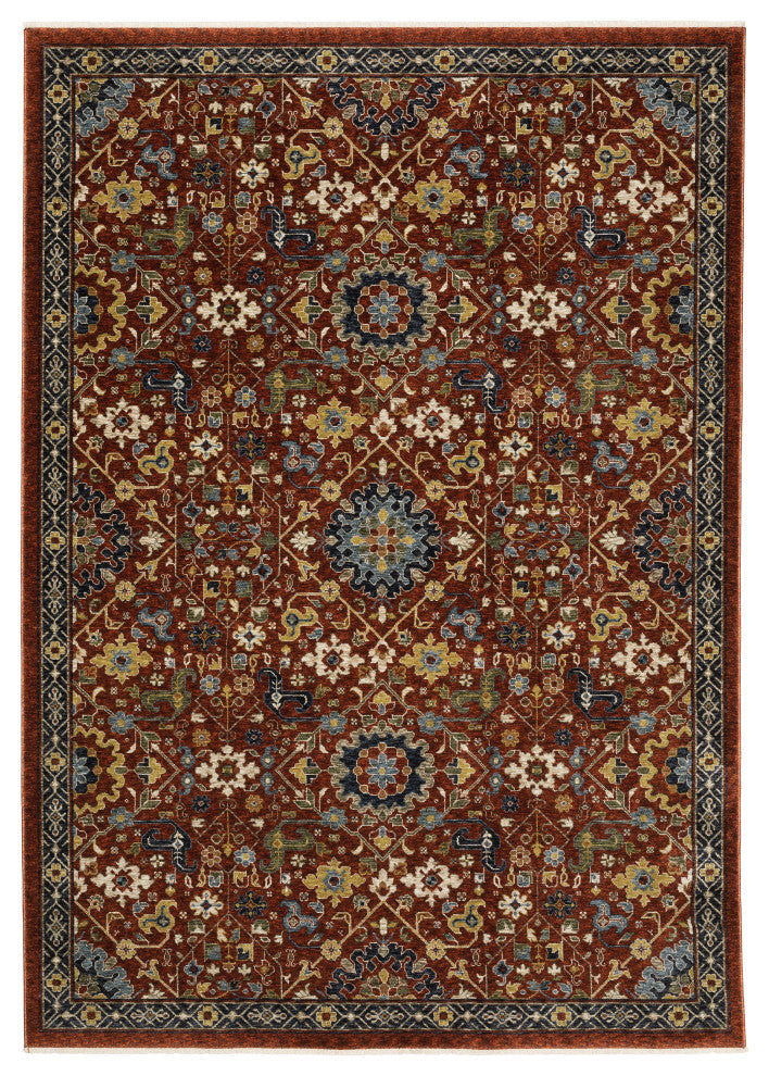 Augustus Persian Inspired Indoor Area Rug, Red, 5'3"x7'6"