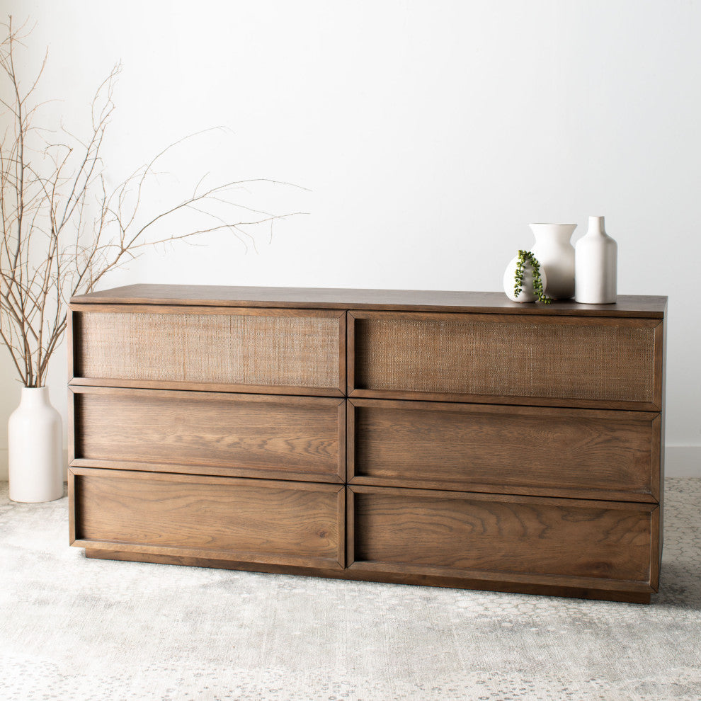 Safavieh Couture Zeus 6 Drawer Wood Dresser, Natural