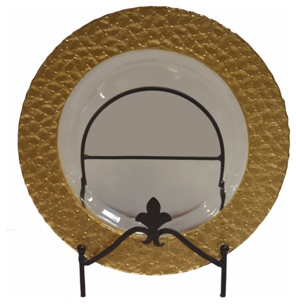 Well-designed Round Glass Charger Plate, Gold