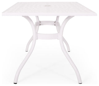 Veronica Traditional Outdoor Aluminum Rectangular Dining Table, White