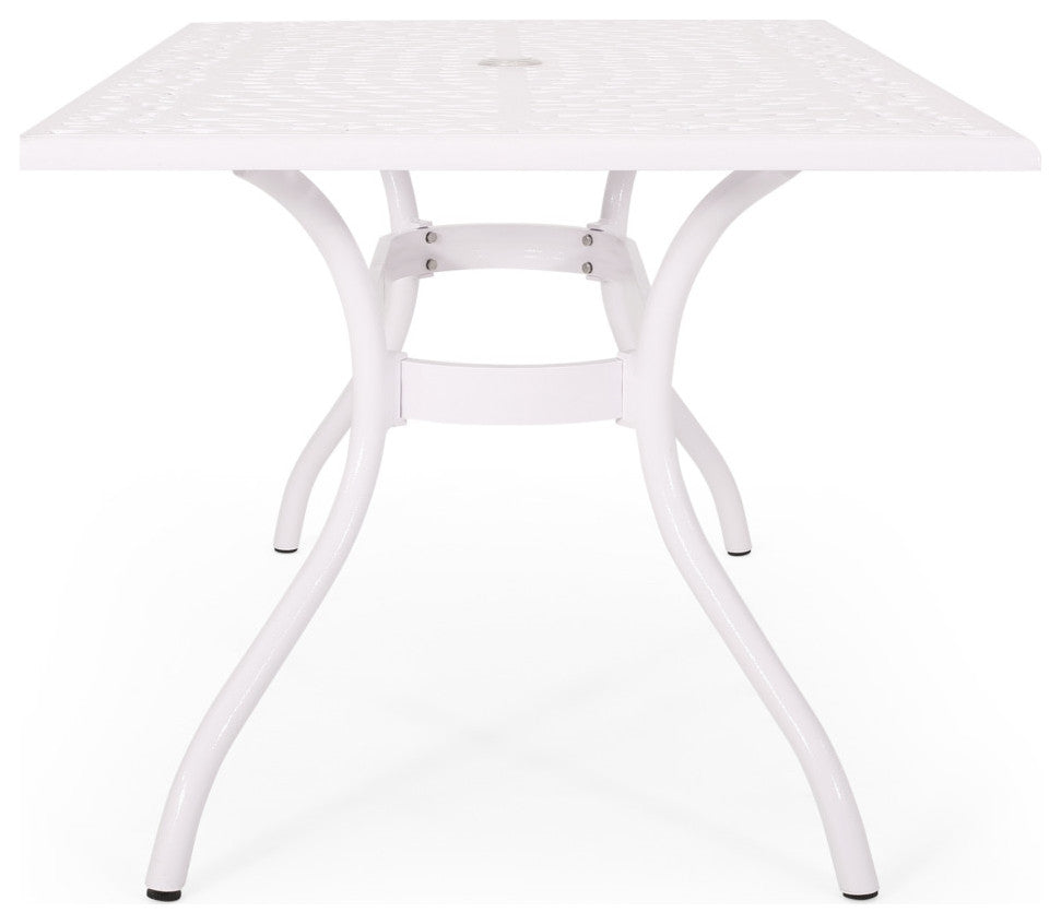 Veronica Traditional Outdoor Aluminum Rectangular Dining Table, White