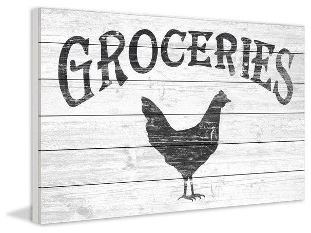 "Cookoo Groceries" Painting Print on White Wood, 60"x40"