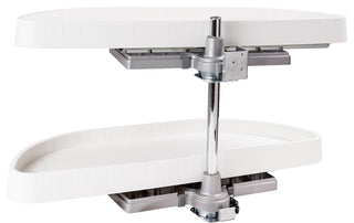 32" Half-Moon Lazy Susan Set with White Plastic Trays