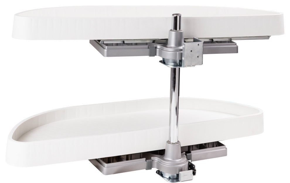32" Half-Moon Lazy Susan Set with White Plastic Trays