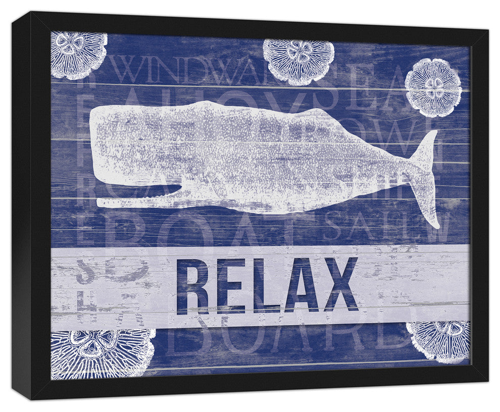 Relax Whale 16x20 Black Framed Canvas