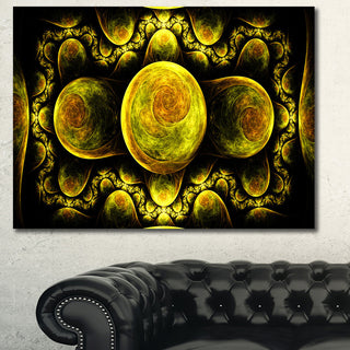 Yellow Exotic Fractal Pattern, Oversized Abstract Canvas Art Print, 60x40