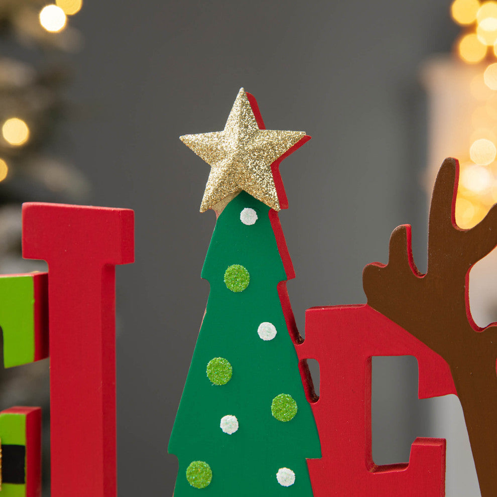 14"L Wooden Christmas "BELIEVE"  Table Decor