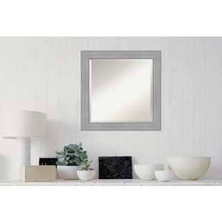 Vista Brushed Nickel Beveled Bathroom Wall Mirror - 24.25 x 24.25 in.