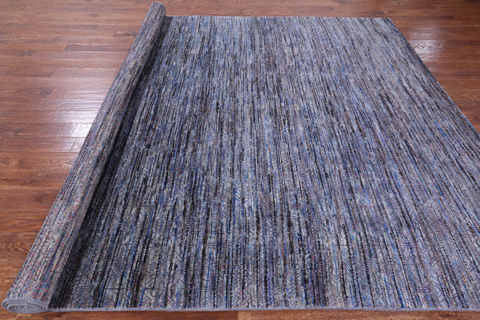Persian Gabbeh Hand Knotted Wool and Silk Rug 8' 10" X 11' 11" Q8584