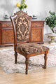 Benzara BM183666 Wood Fabric Upholstered Side Chair Floral Print, Brown, 2 set