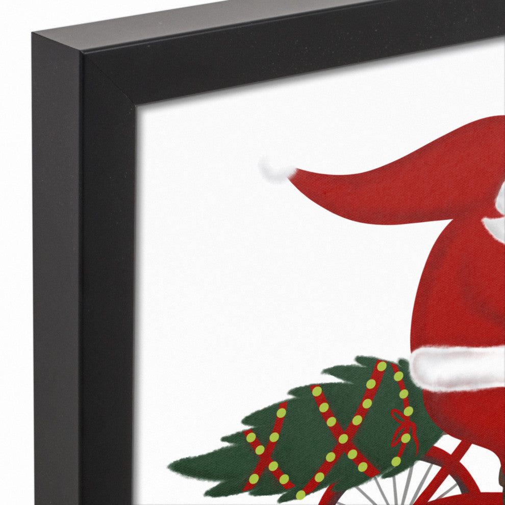 Santa's Bike 12x12 Black Framed Canvas