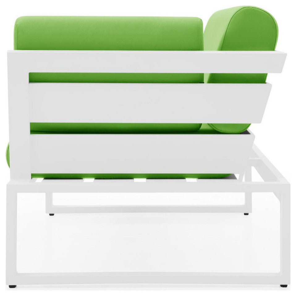 Modern Kore Outdoor Loveseat with Quick Drying Cushions and  Aluminum Frame, Lime Green
