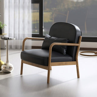 Mid-Century Modern Faux Leather/Solid Wood Accent Chair, Black/Walnut