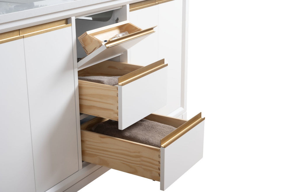 Vanity Art Bathroom Vanity With Sink, White, 60" Double