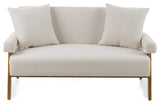 Modrest Cynthia Modern White Fabric + Wood Loveseat