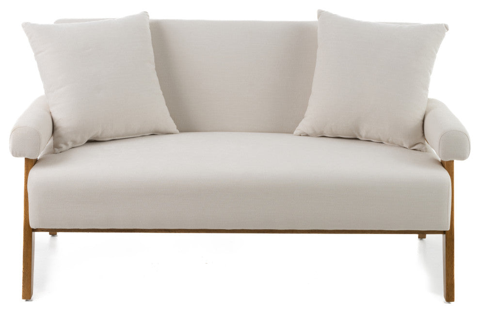 Modrest Cynthia Modern White Fabric + Wood Loveseat