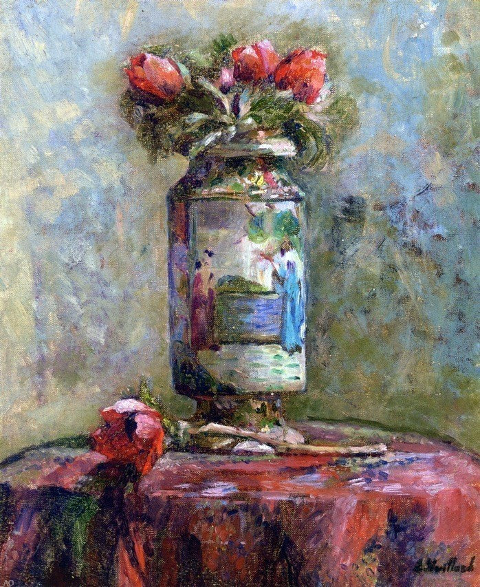 Edouard Vuillard Anemones in a Chinese Vase Premium Canvas Print