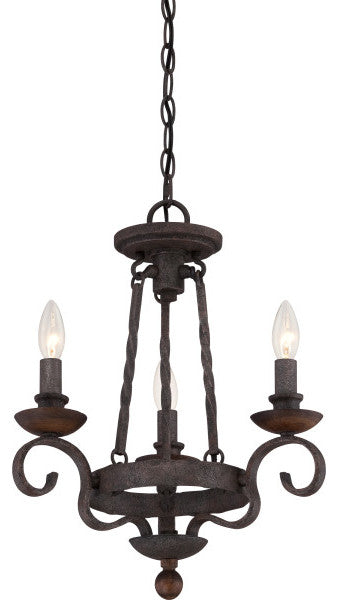Noble 3-Light Chandelier, Rustic Black