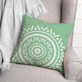 Simple Green Boho Circle 18x18 Indoor/Outdoor Pillow