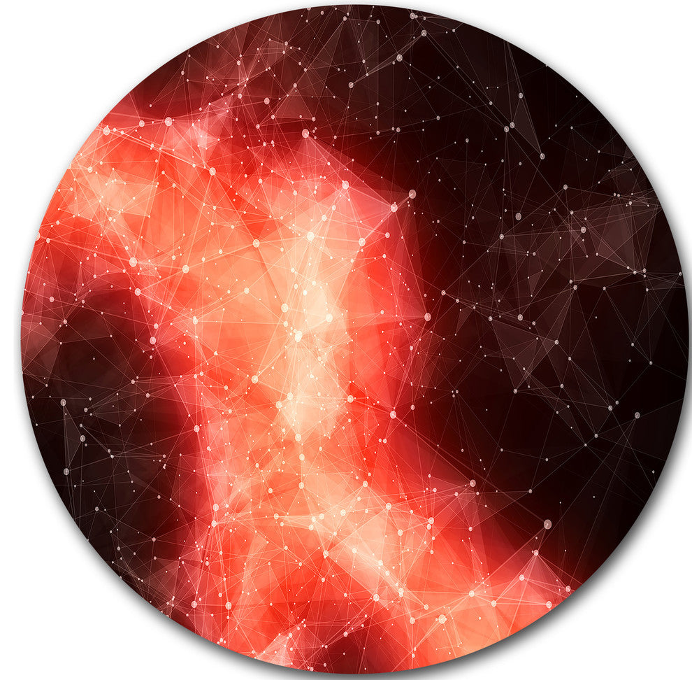 Red Nebula In Cosmos, Abstract Art Round Wall Art, 23"