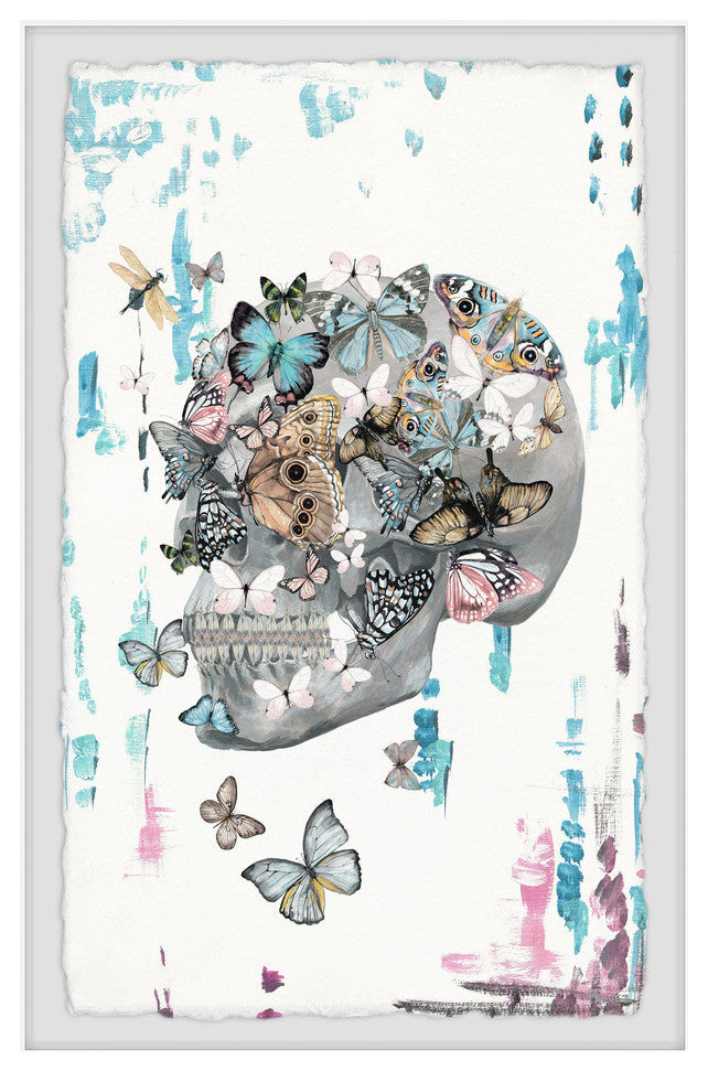 "Butterfly Skull Garden" Framed Painting Print, 16"x24"