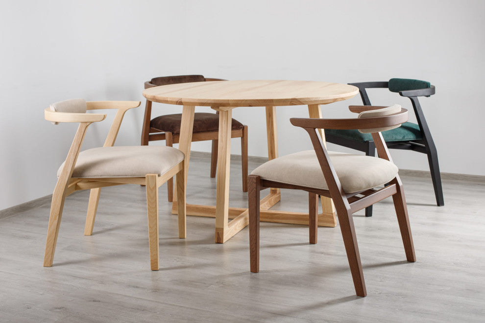 Ellis Dining Chair Brown With Beige Material