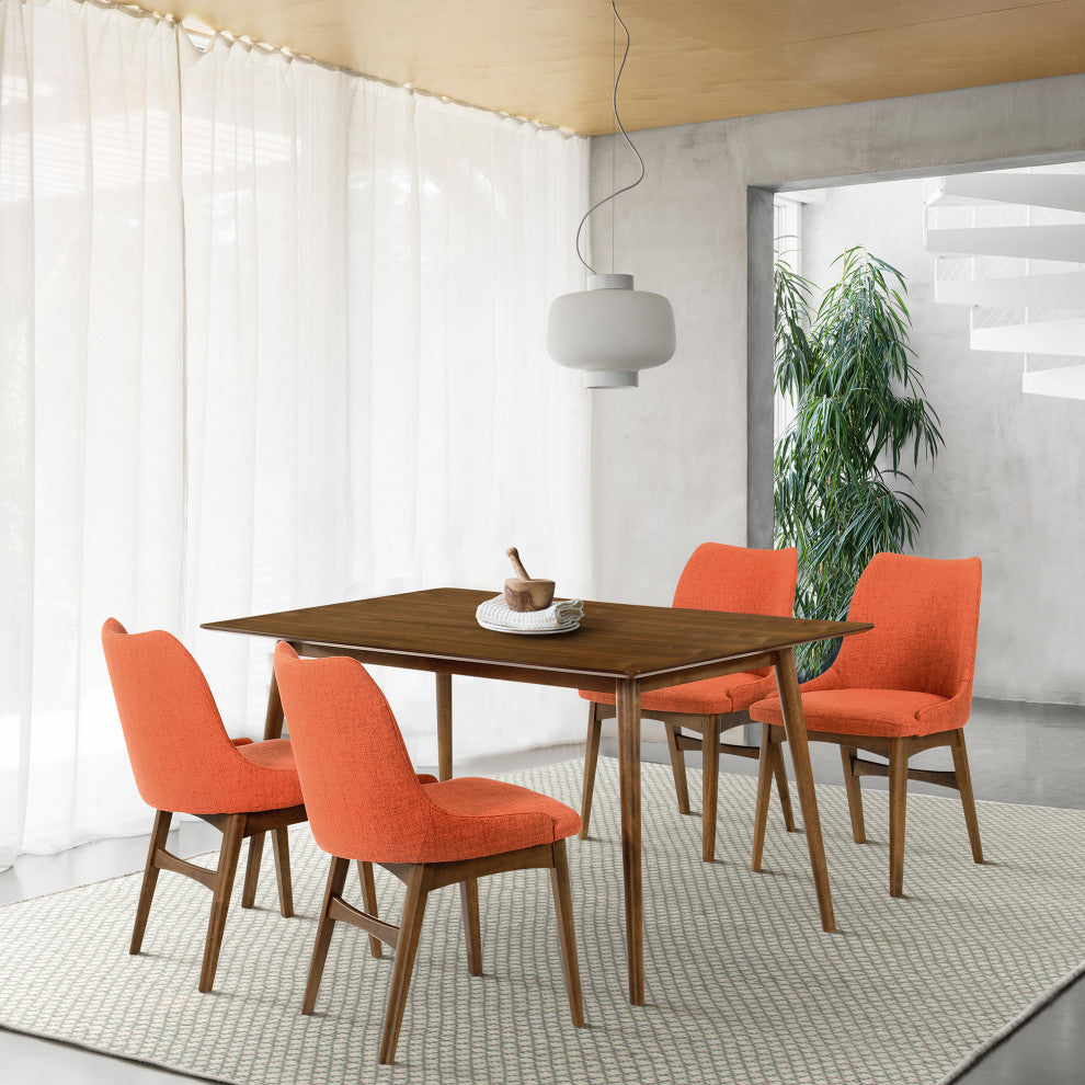 Westmont and Azalea Orange and Walnut 5-Piece Dining Set