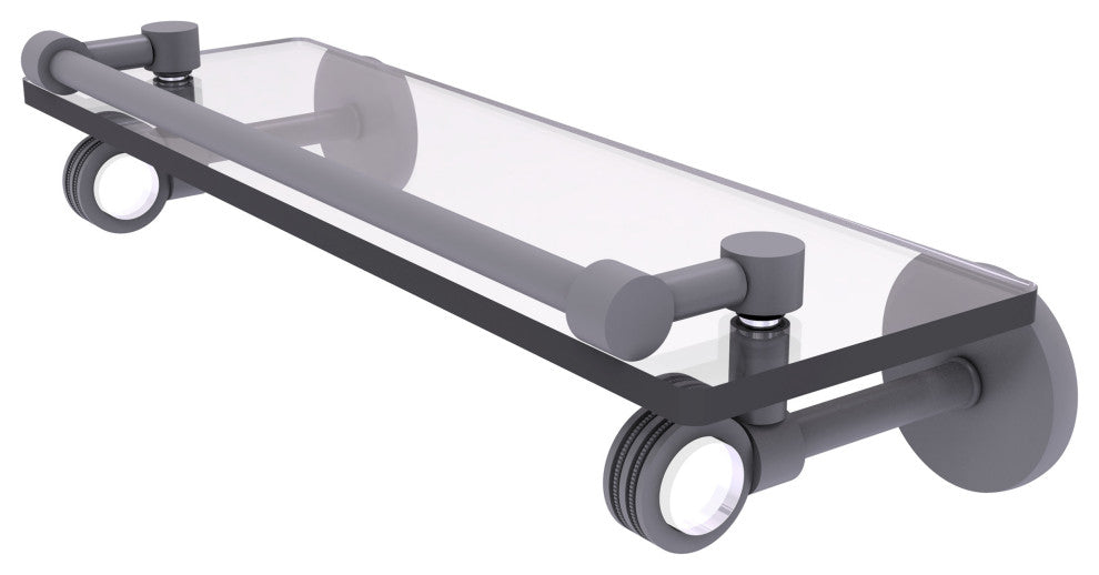 Clearview 16" Gallery Rail Glass Shelf with Dotted Accents, Matte Gray