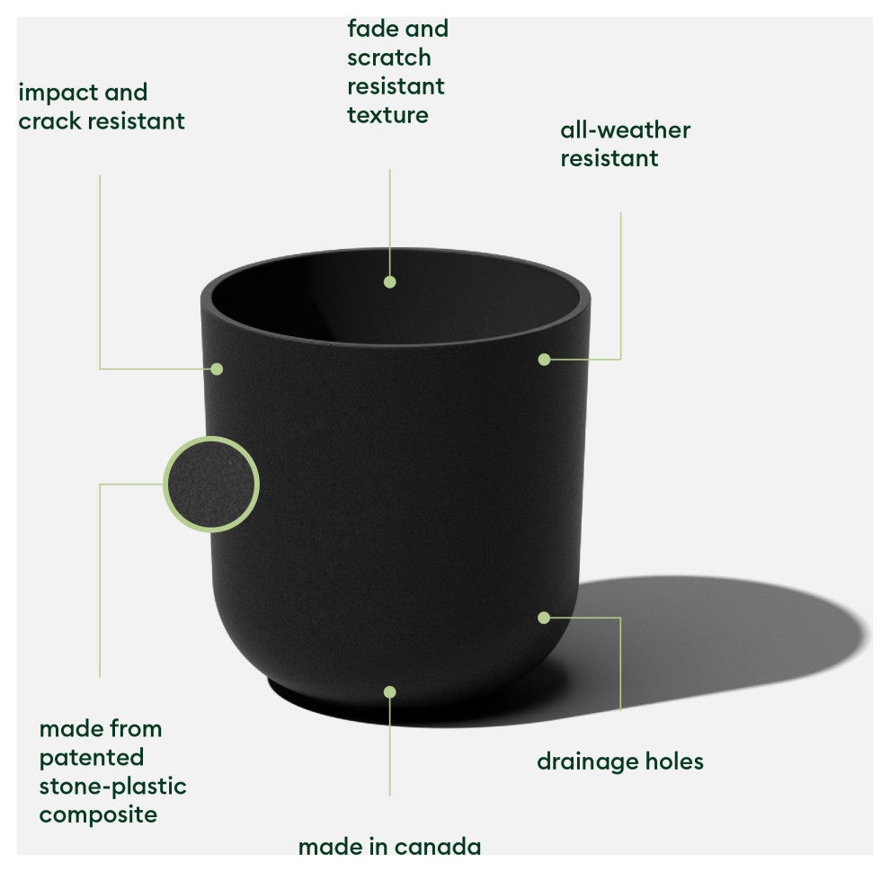 Pure Series Kona Planter, Black, 10", 2 Pack