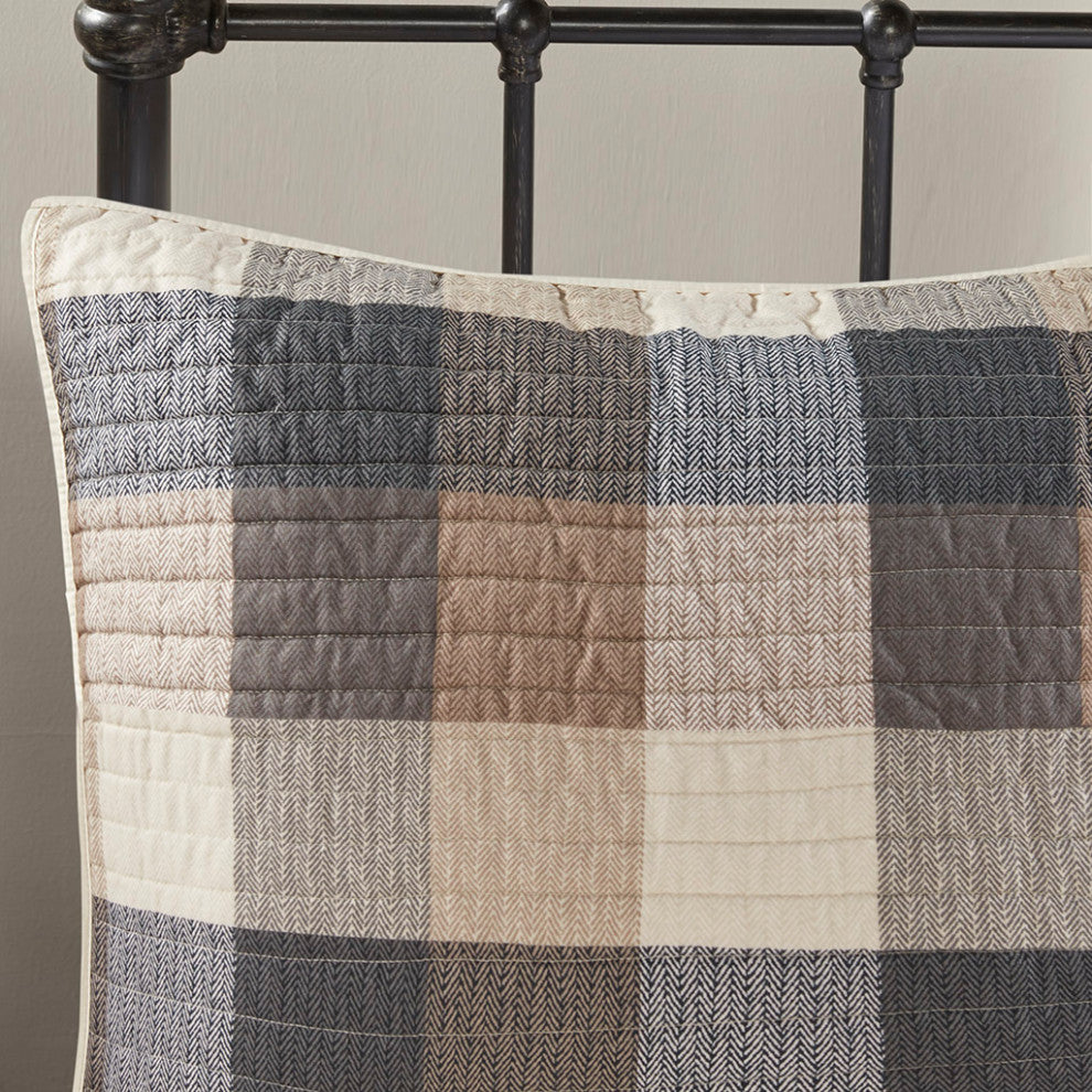 Madison Park Ridge 6 Piece Printed Herringbone Quilt Set With Throw Pillows
