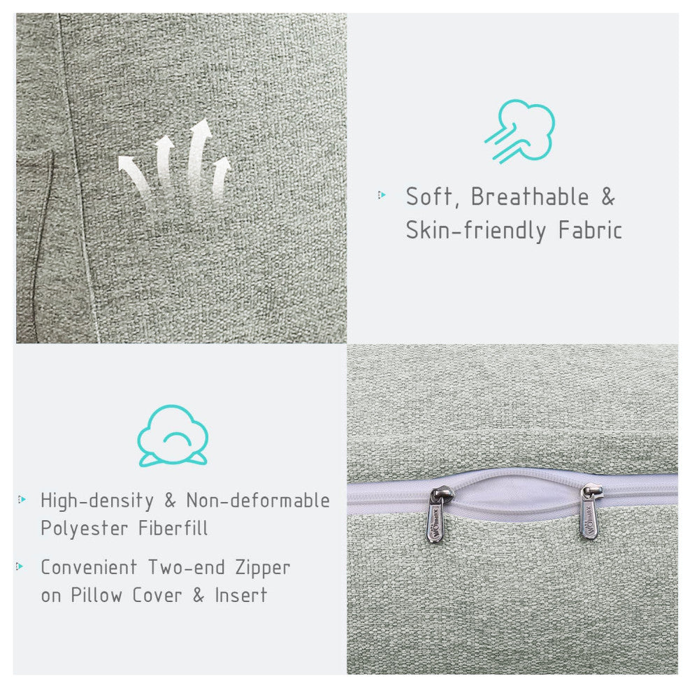 WOWMAX Reading Wedge Pillow Bed Rest Sofa Back Support Pillow Ivory