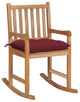 Vidaxl Rocking Chair With Wine Red Cushion Solid Teak Wood