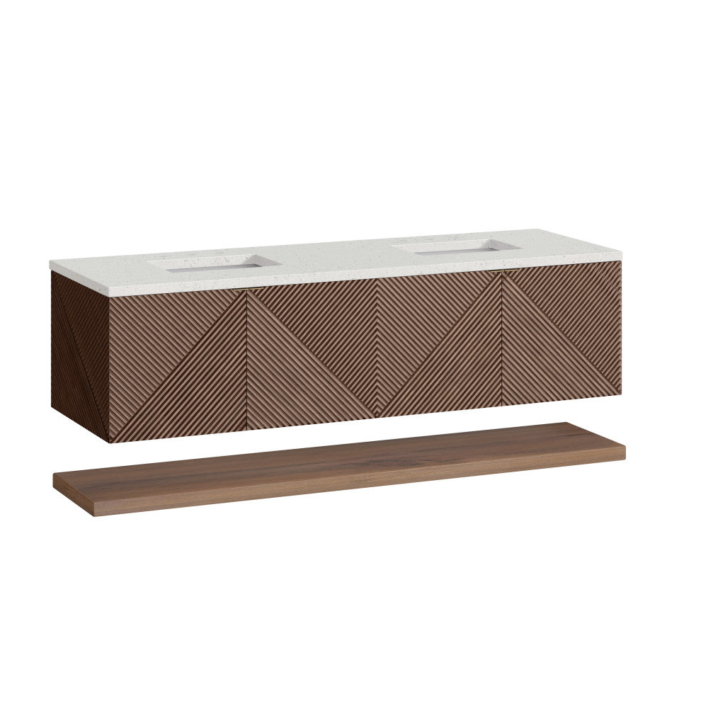 James Martin Marcello Bath Vanity, Chestnut, 72", Lime Delight, Three-Hole
