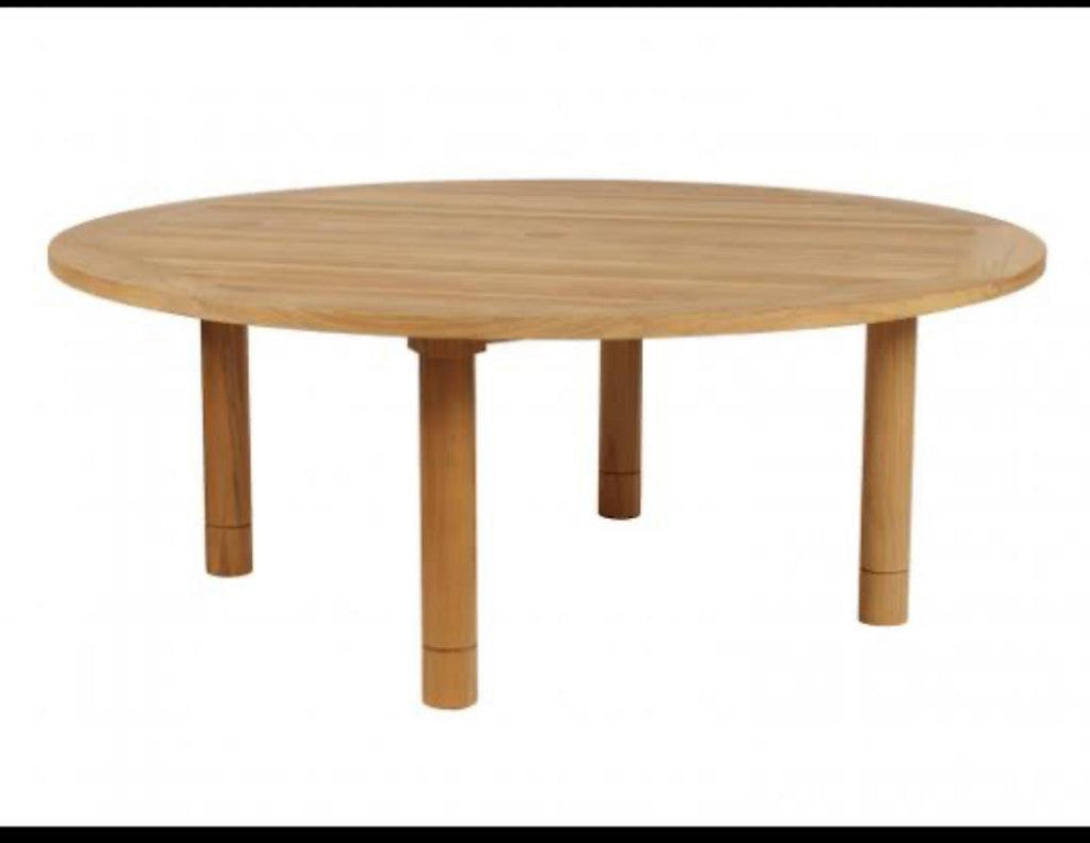 9-Pc Outdoor Patio Teak Dining Set, 72" Round Table 8 Osbo Armless Chair