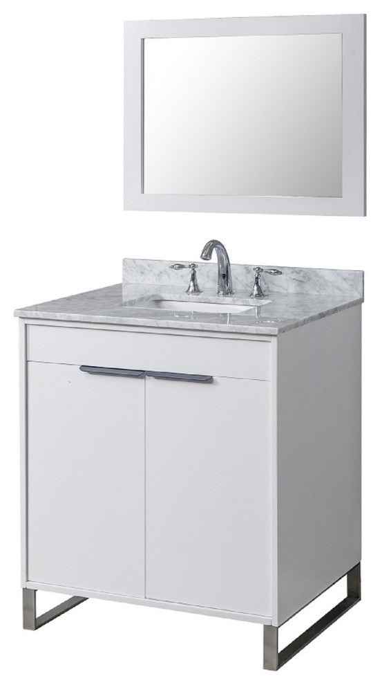 32" Luca Bath Vanity, White and Mirror